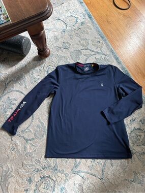 Ralph Lauren Navy Long Sleeve Team USA Performance Top Size Large